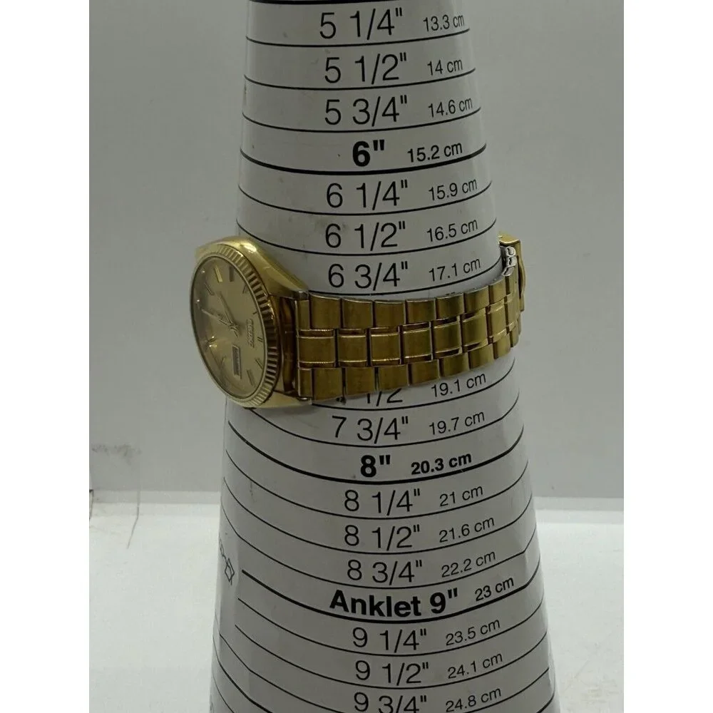 Seiko SQ Presidential Watch Men's Gold Tone Face Bracelet Day Date 5H23-8020 - Picture 5 of 9